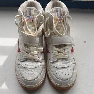 Zara Cream and Red High-Top Kids Sneakers